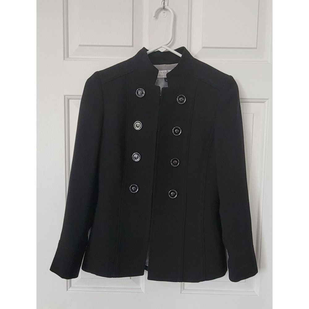 Tahari Arthur S Levine‎ Black Military Hook Front Career Jacket Blazer Size 2